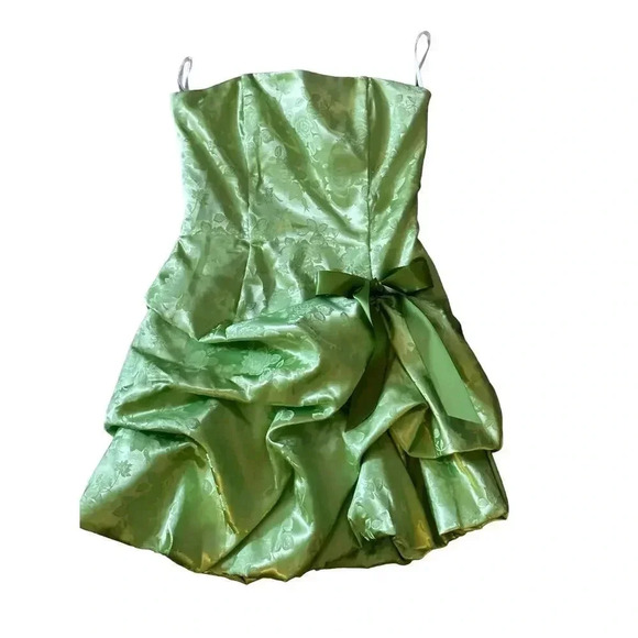 Jessica Mcclintock Gunne Sax Green Brocade Bridesmaids Cocktail Dress Size 6 - Picture 1 of 9